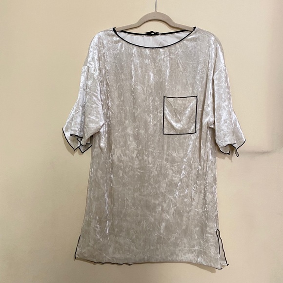 Zara Velvet Beige Shirt Dress - Picture 2 of 7